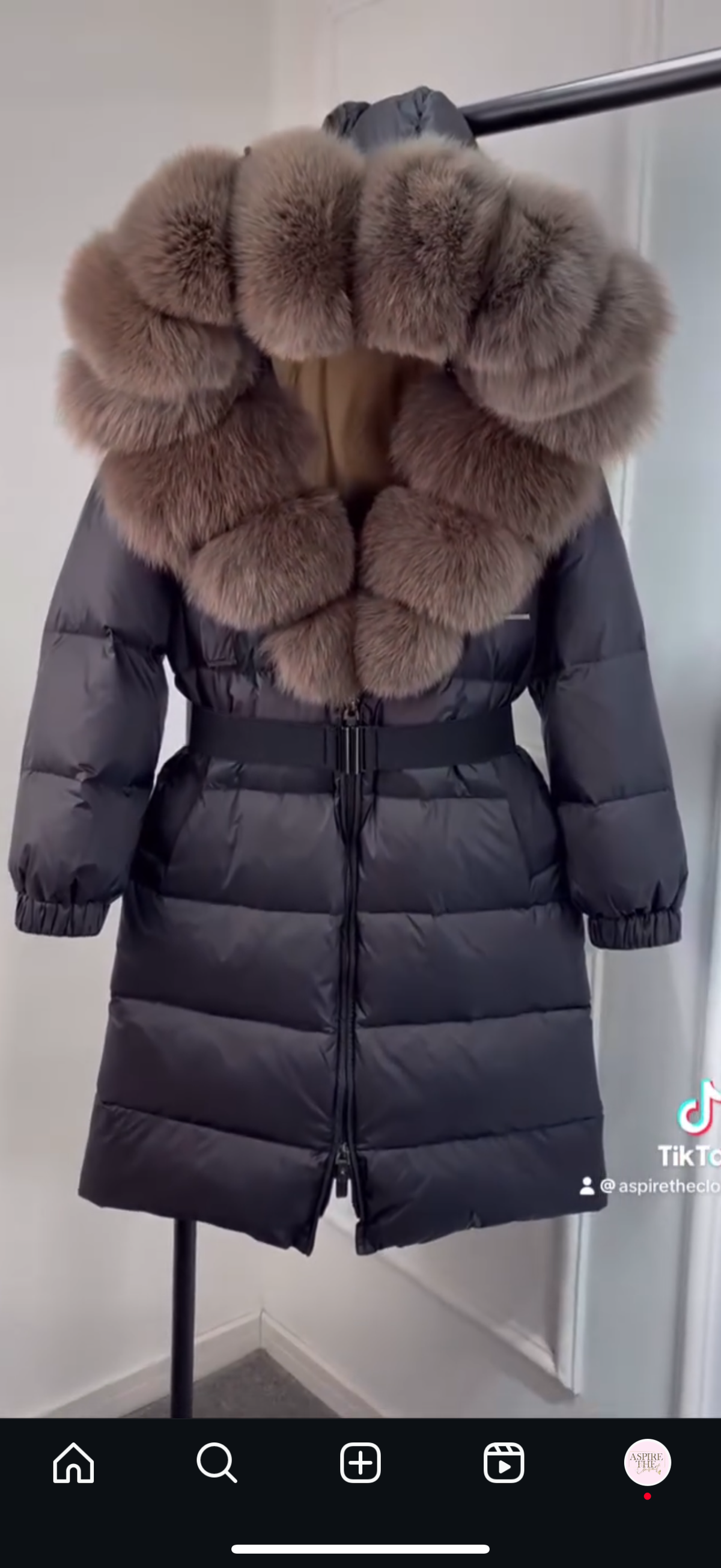 LONG DUCK DOWN BELT REAL FUR HOODED COAT