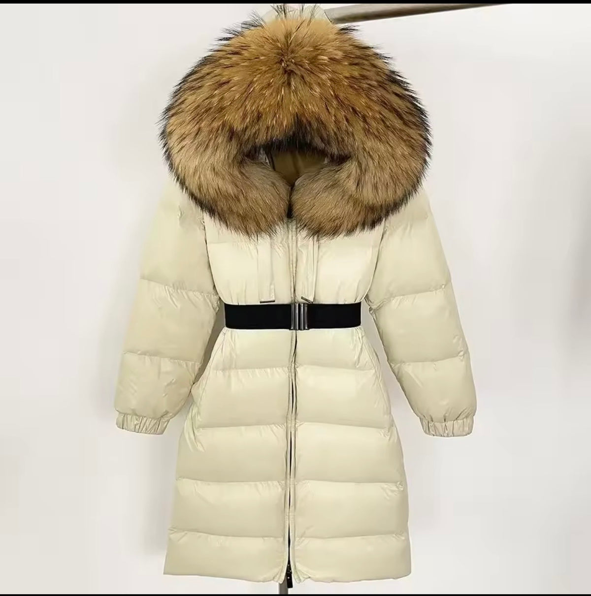 Duck down hooded long coat