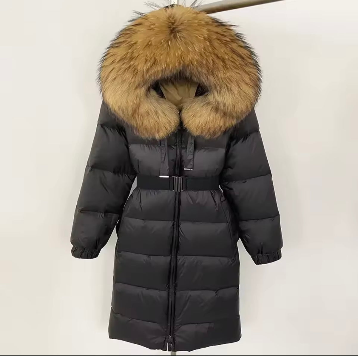 Duck down hooded long coat