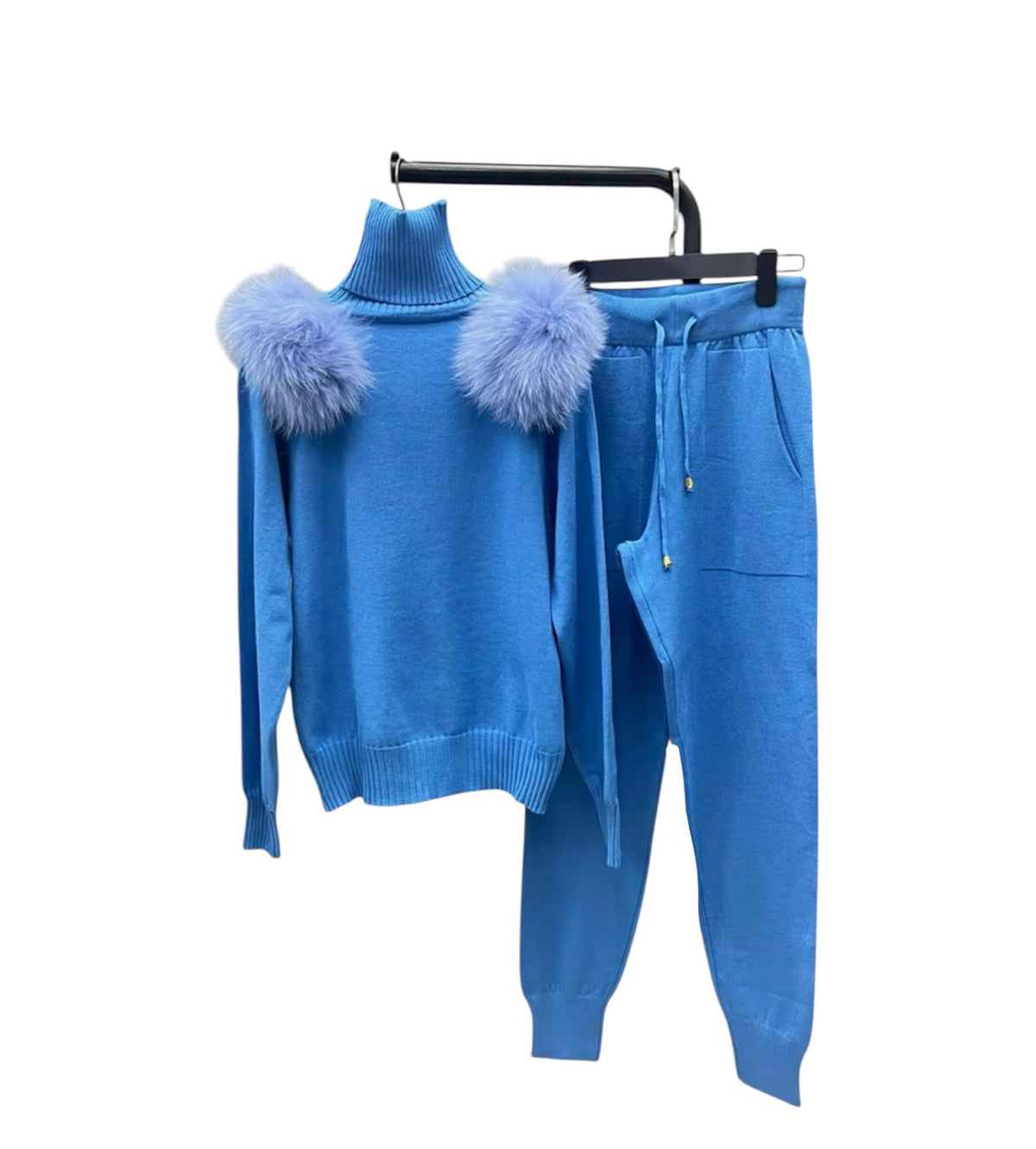 Real fox fur cuffed co ord