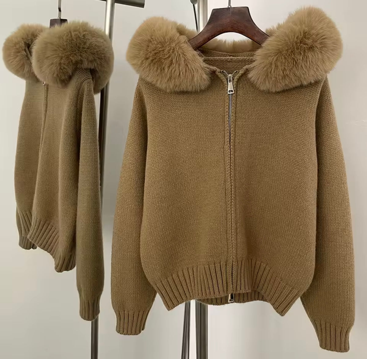Faux hooded cardigan