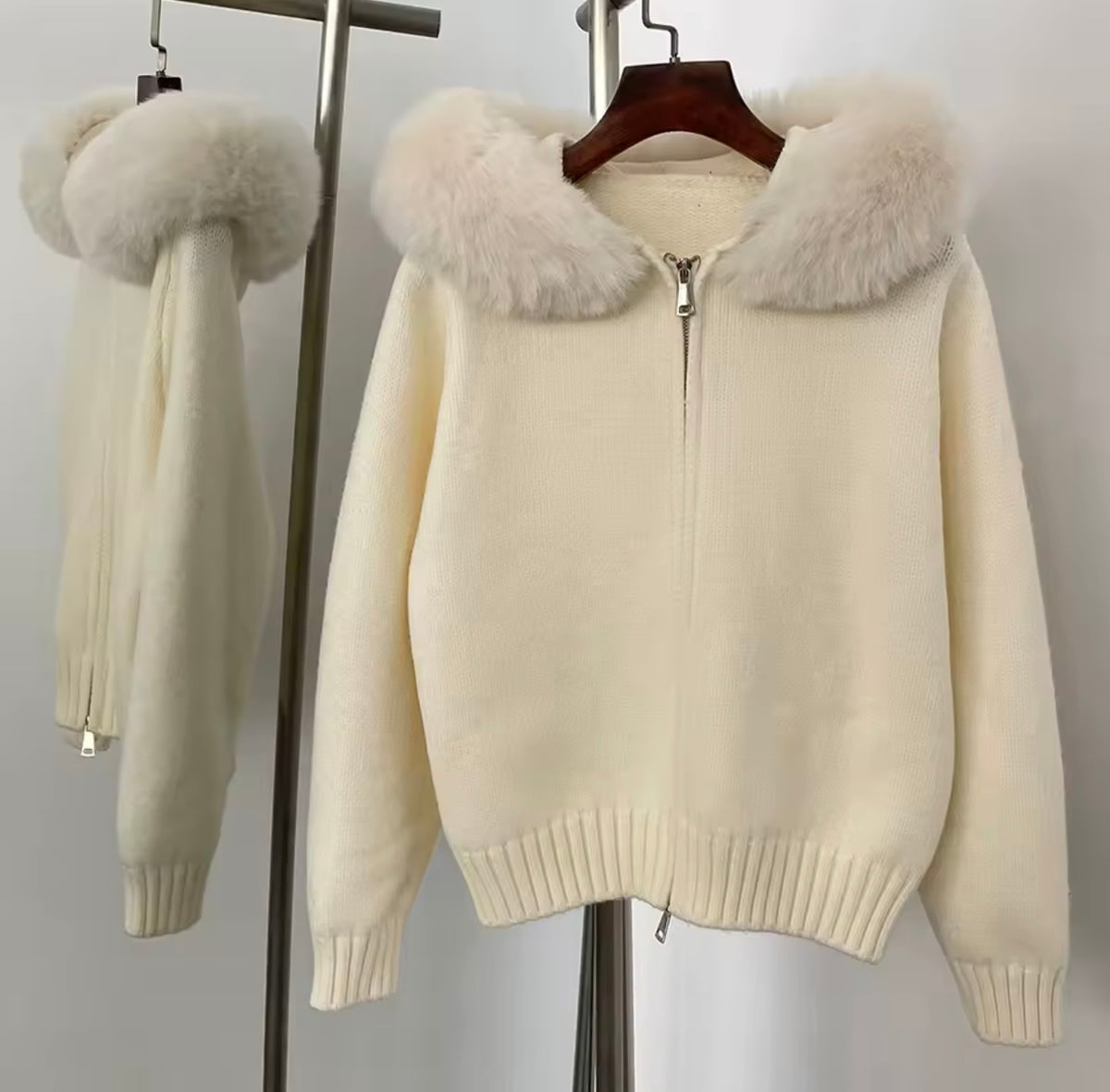 Faux hooded cardigan