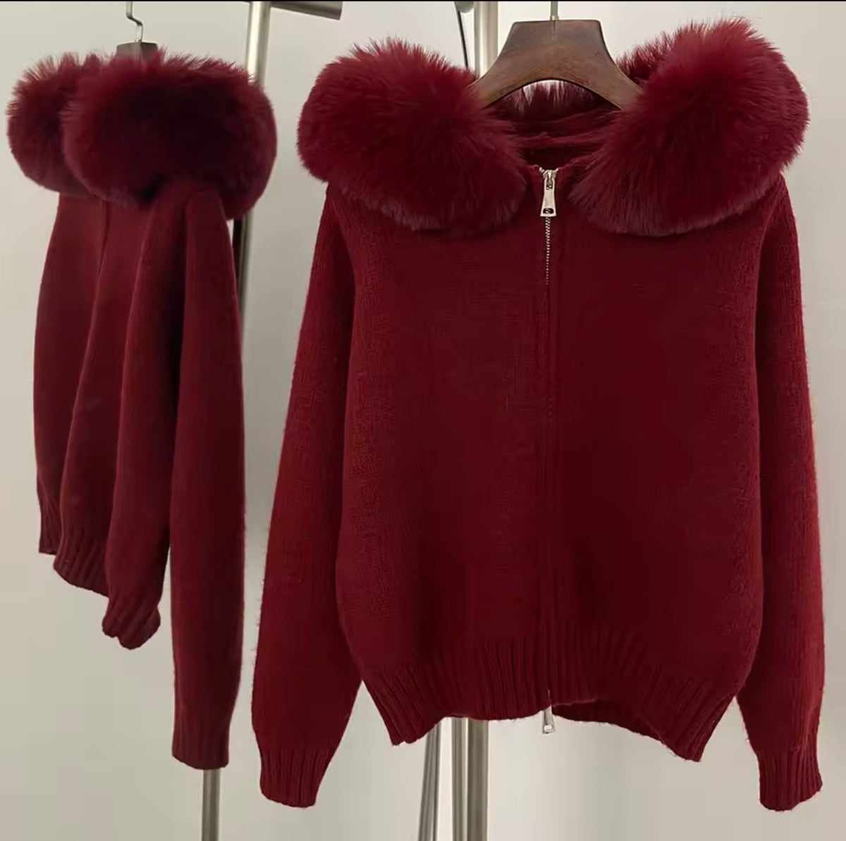 Faux hooded cardigan