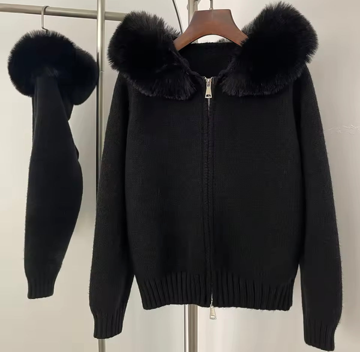 Faux hooded cardigan