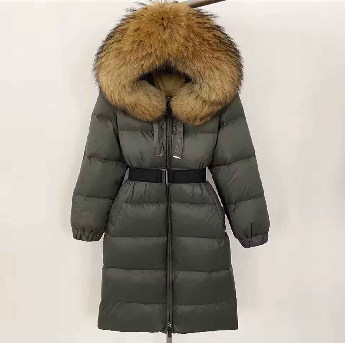 Duck down hooded long coat