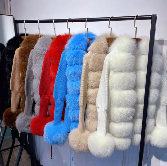 Real fox fur cardigan
